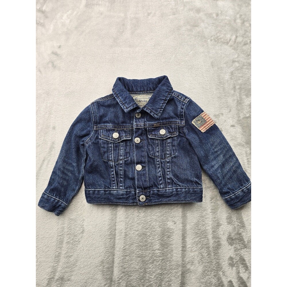Polo Ralph Lauren Baby Denim Jacket Blue 12M Button Front Long Sleeve Pockets